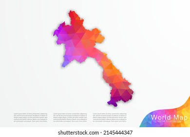 Laos Map - Weltkarte Internationale Vektorvorlage mit Polygonstil und Farbverlauf-buntem einzeln auf weißem Hintergrund für Website, Design, Infografik - Vektorgrafik eps10