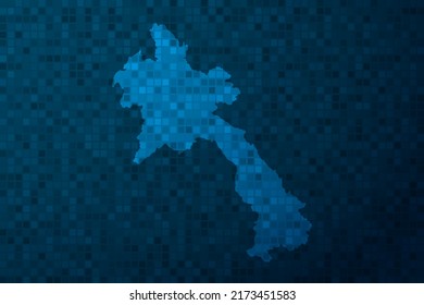 Mapa de Laos - Mapa Mundial plantilla vectorial internacional con estilo de tecnología aislado en el fondo de píxeles azules para educación, diseño, sitio web, infografía - Ilustración vectorial eps 10