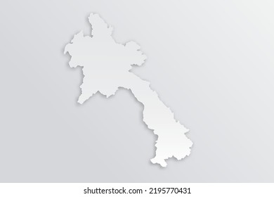 Mapa Laos - Mapa mundial Planilla vectorial internacional con 3D, estilo de papel con sombra y color blanco sobre fondo gris para diseño, educación, infografía - Ilustración vectorial eps 10