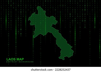 Laos Map - World Map International vector template with Matrix green binary computer code background including light for design, website, hacker concept - Vector illustration eps 10