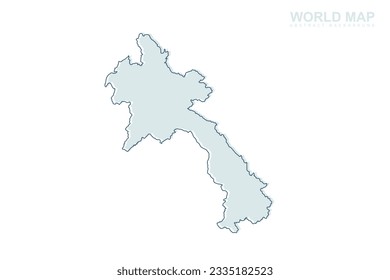 Laos Map - World map International vector template with blue stork line and blue geometric shapes isolated on white background for design, infographic, website - Vector illustration eps 10