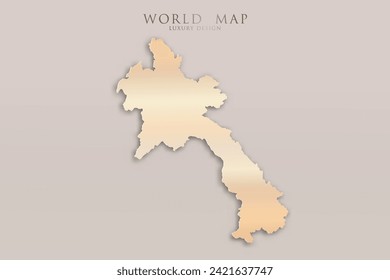 Laos Map - World map International vector template with 3D, gold luxury design including shadow on bright background for design, education, website, infographic - Vector illustration eps 10
