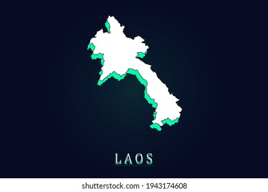 Laos Map - World map vector template with green and white  color gradient isolated on dark background - Vector illustration eps 10