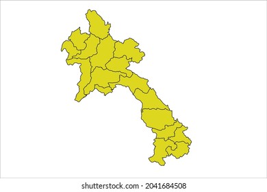 Laos map yellow Color on White Background