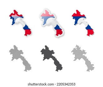 Laos - Maps Collection. Six maps of different designs. Set of vector illustrations