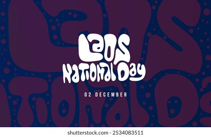 Laos national day design with typography of Laos national day in fluid design and blue background. Laos independence day campaign