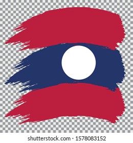 Laos national flag brush vector on transparent background.
