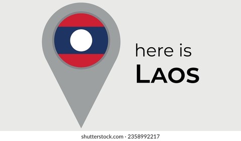 Laos national flag map marker pin icon illustration