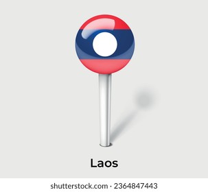 Laos national flag map marker pin icon illustration