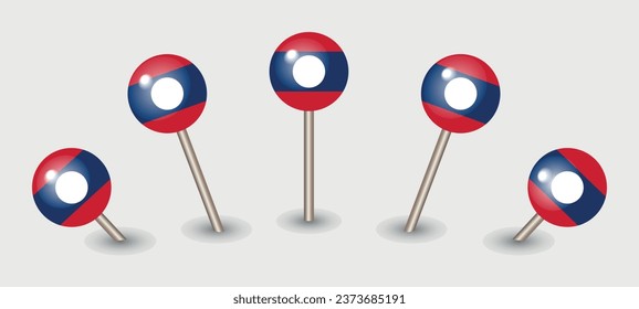 Laos national flag map marker pin icon illustration