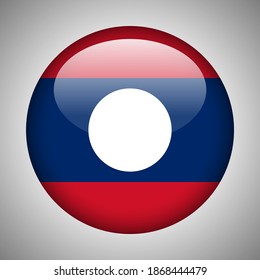 Laos National Flag Rounded Badge. Laos glossy symbol icon. National Emblem Symbol. Vector Illustration Graphic. 