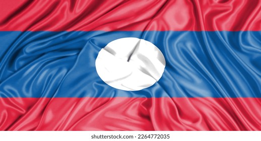 Laos Nationalflagge mit Seideneffekt für Grafikdesigner