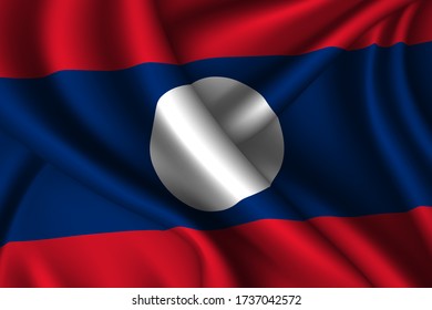 Laos Nationalflagge der Seide. Textur aus Vektor