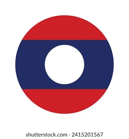 Laos national flag vector icon design. Laos circle flag. Round of Laos flag.
