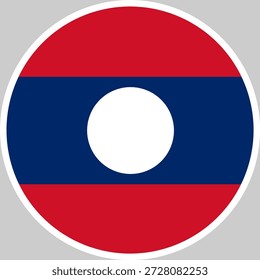 Ilustración vectorial de la bandera nacional de Laos en forma de círculo, diseño de alta calidad