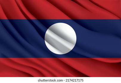 laos national flag waving realistic vector illustration