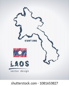 Laos national vector drawing map on white background
