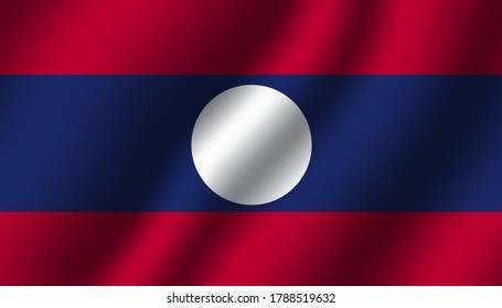 laos national wavy flag vector illustration. textile fabric close up mode