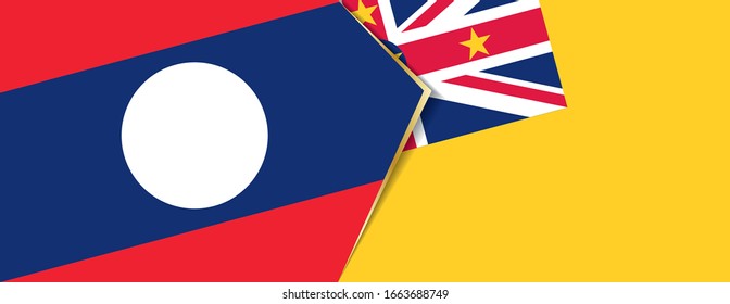 Laos and Niue flags, two vector flags symbol of relationship or confrontation.