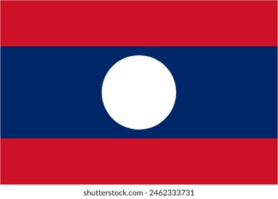 Vektorgrafik der Staatsflagge von Laos mit Standardgröße und -verhältnis. Nationalflaggenemblem mit genauer Größe und Farben.
