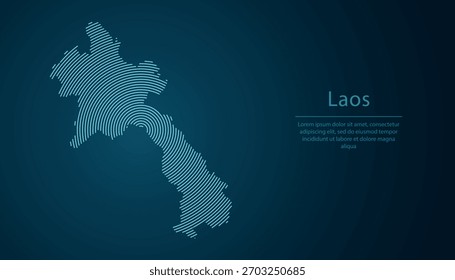 Laos outline map filled with concentric circles on dark gradient background