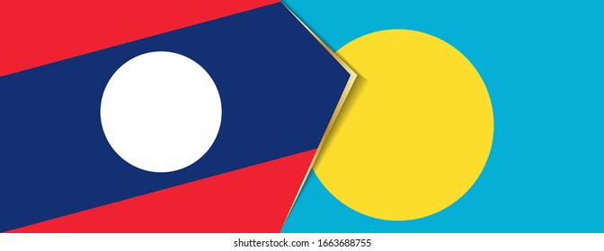 Laos and Palau flags, two vector flags symbol of relationship or confrontation.