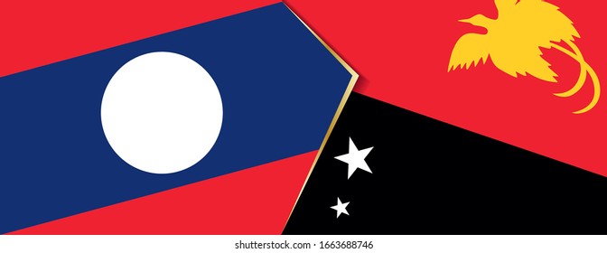 Laos and Papua New Guinea flags, two vector flags symbol of relationship or confrontation.