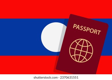 Laos Passport. Laotean Flag Background. Vector