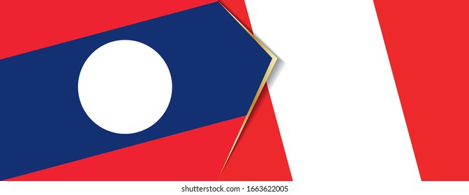 Laos and Peru flags, two vector flags symbol of relationship or confrontation.