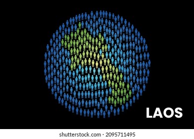 Laos population people map in globe vector illustration design