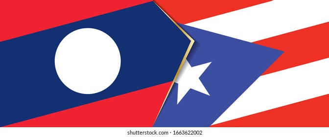 Laos and Puerto Rico flags, two vector flags symbol of relationship or confrontation.