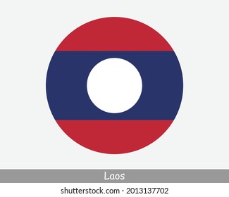 Laos Round Circle Flag. Lao Circular Button Banner Icon. Laotian EPS Vector