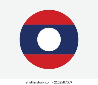 Laos Round Country Flag. Laotian Circle National Flag. Lao People's Democratic Republic Circular Shape Button Banner. EPS Vector Illustration.