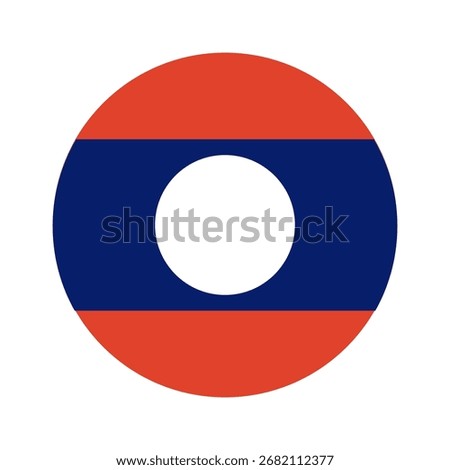 Laos round flag badge. Circle button flag of Laos. National Laos flag icon.