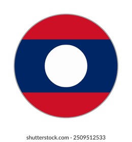 Laos Icono de Vector de la bandera redonda aislado, Botón de la bandera de Laos