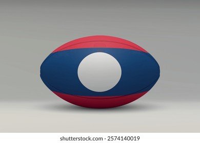 Laos rugby ball featuring the national flag design on a gray background