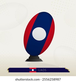 Laos Rugby Ball on Rugby Kicking Tees with Modern Design. Illustration perfect for sports, national pride, and rugby-related projects.