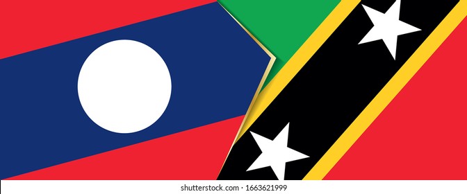 Laos and Saint Kitts and Nevis flags, two vector flags symbol of relationship or confrontation.