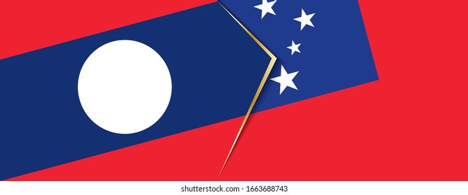 Laos and Samoa flags, two vector flags symbol of relationship or confrontation.