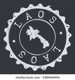 Laos Seal Map. Silhouette Postal Passport Stamp. Round Vector Icon Postmark.