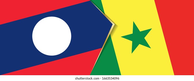 Laos and Senegal flags, two vector flags symbol of relationship or confrontation.