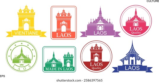 Laos set. Isolated Laos on white background