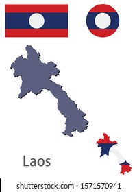 Laos silhouette and flag vector illustration