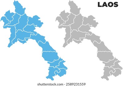 Laos simple maps flat illustration