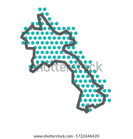 Laos simple outline map with green halftone dot pattern