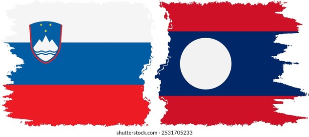 Laos und Slowenien grunge Flaggen Verbindung, Vektor