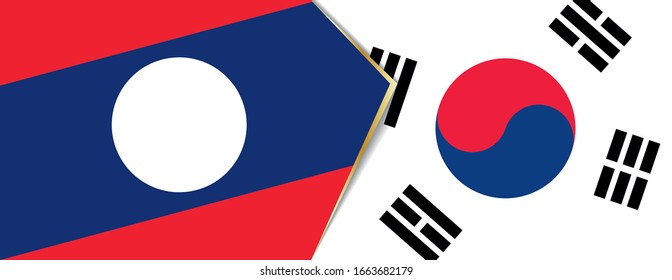 Laos and South Korea flags, two vector flags symbol of relationship or confrontation.