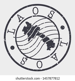 Laos Stamp Postal. Map Silhouette Seal. Passport Round Design. Vector Icon. Design Retro Travel.