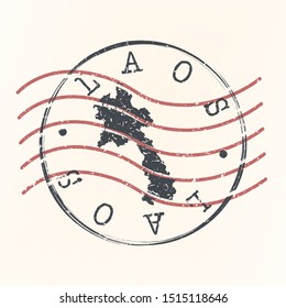 Laos Stamp Postal. Map Silhouette Seal. Passport Round Design. Vector Icon. Design Retro Travel.
