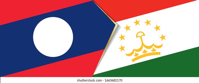 Laos and Tajikistan flags, two vector flags symbol of relationship or confrontation.
